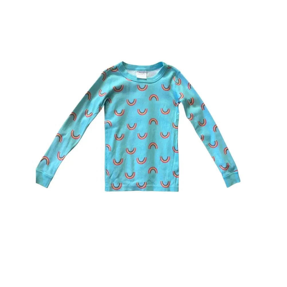 Hanna Andersson Girls Rainbow 2 Piece PJ Pajama Set Long Sleeve Size 8 Organic